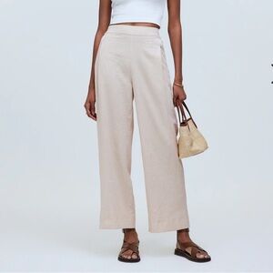 Madewell Pull-On Straight Crop Linen blend Pants 4